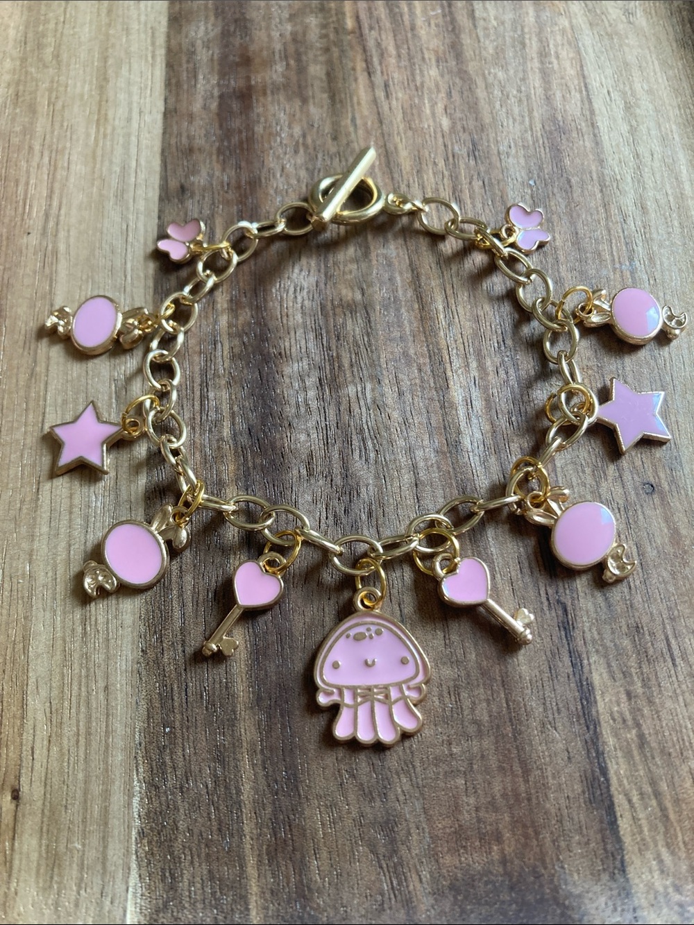 Handmade Bubblegum Enamel Jellyfish Charm Bracelet